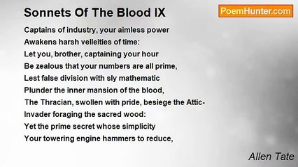 Allen Tate - Sonnets Of The Blood IX
