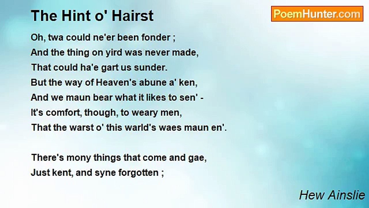 Hew Ainslie - The Hint o' Hairst