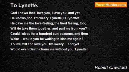 Robert Crawford - To Lynette.