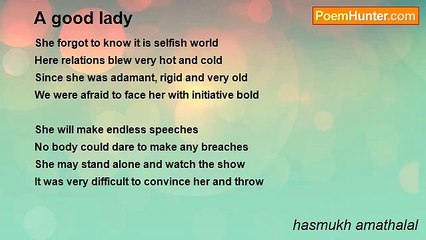 hasmukh amathalal - A good lady