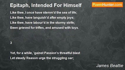 James Beattie - Epitaph, Intended For Himself