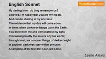 Leslie Alexis - English Sonnet