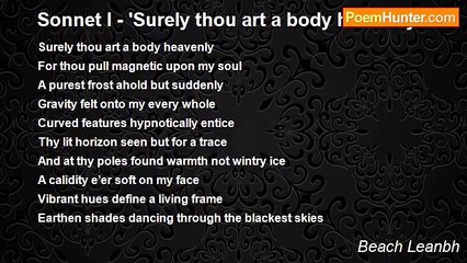 Beach Leanbh - Sonnet I - 'Surely thou art a body heavenly'