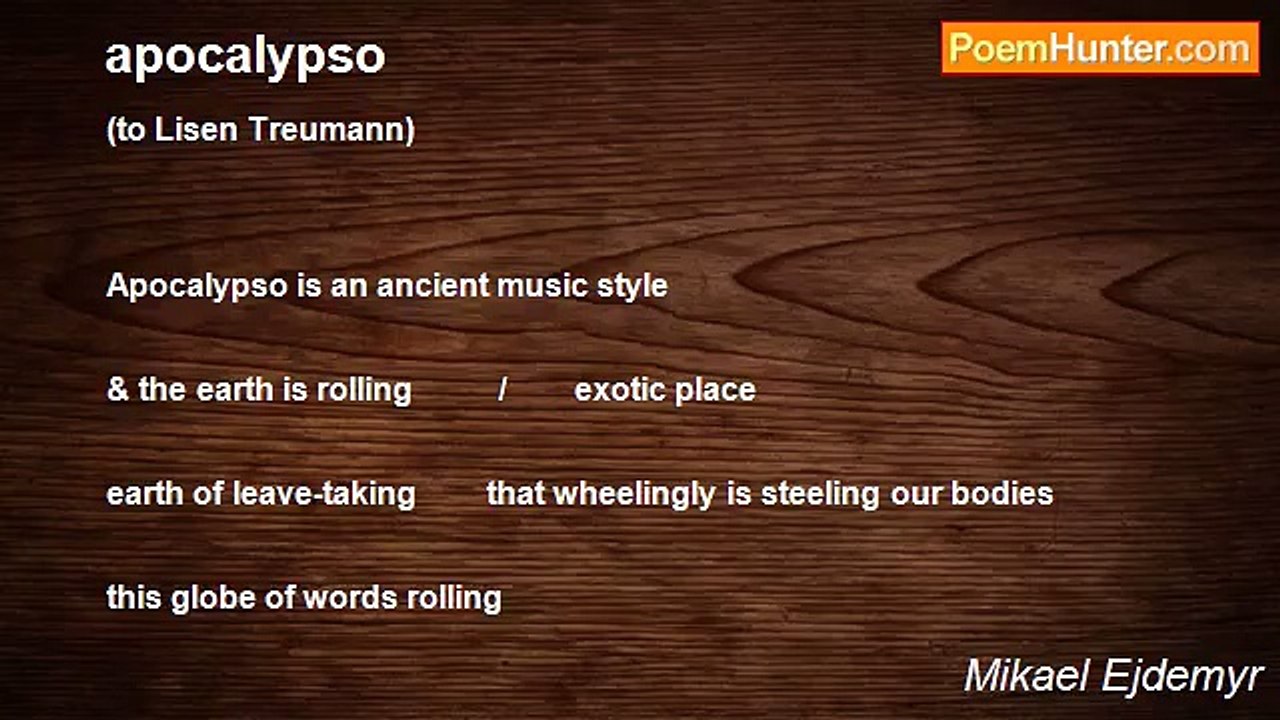 Mikael Ejdemyr - apocalypso (a bartender's good-night, part 10)