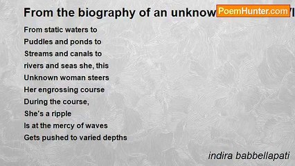 indira babbellapati - From the biography of an unknown woman: XVII