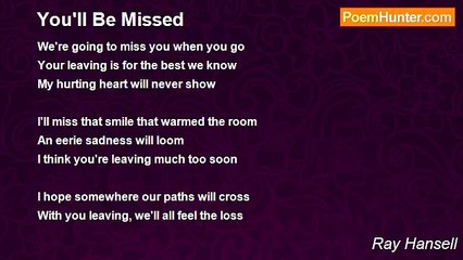 Ray Hansell - You'll Be Missed