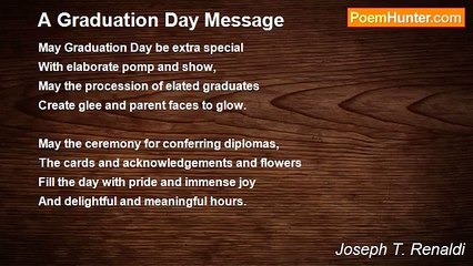 Joseph T. Renaldi - A Graduation Day Message