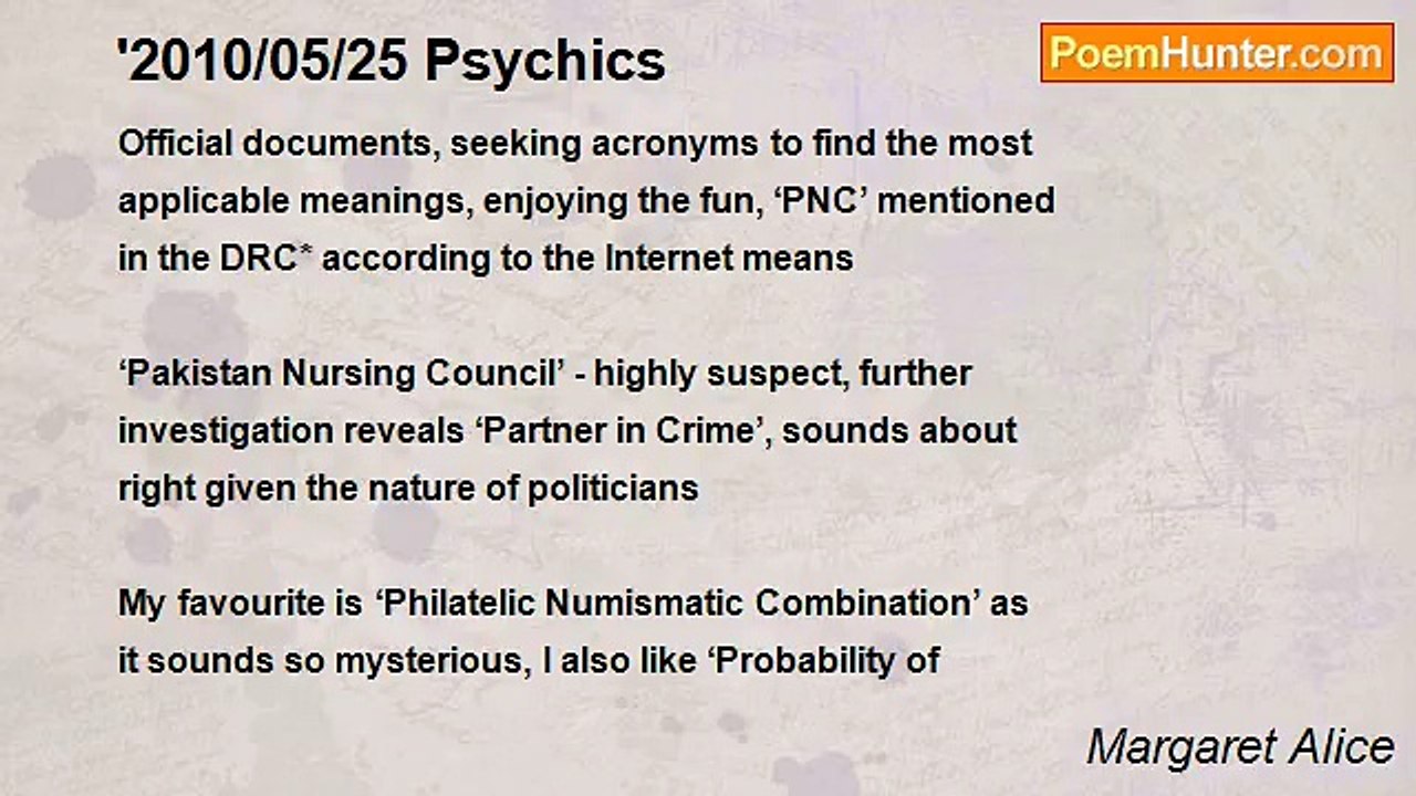 Margaret Alice - '2010/05/25 Psychics