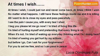 Lucia Domingos Fula - At times I wish……