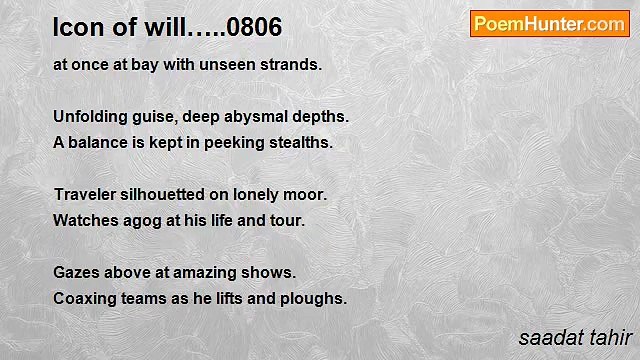 saadat tahir - Icon of will…..0806