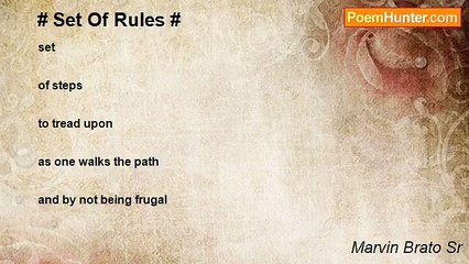 Marvin Brato Sr - # Set Of Rules #
