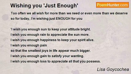 Lisa Goycochea - Wishing you 'Just Enough'