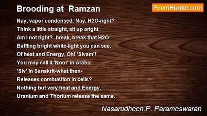 Nasarudheen.P. Parameswaran - Brooding at  Ramzan