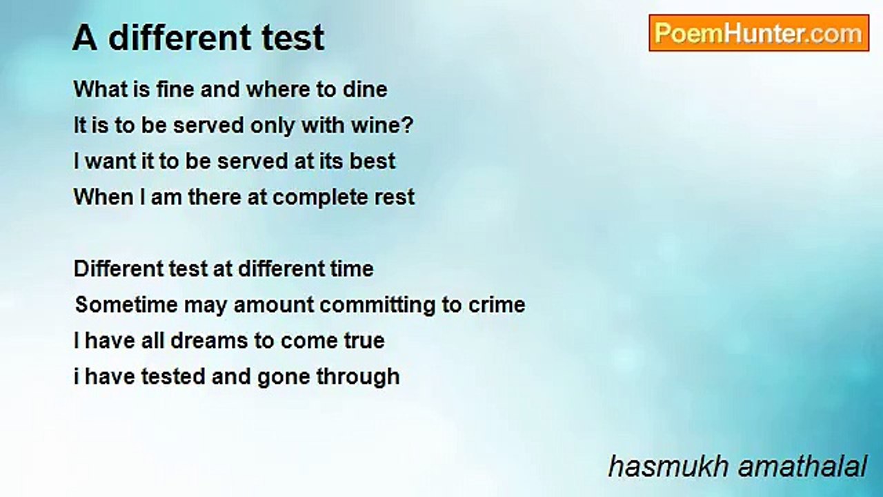 hasmukh amathalal - A different test