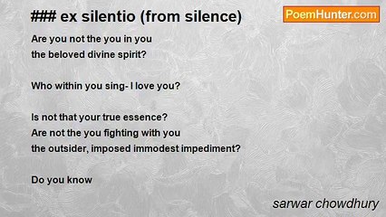 sarwar chowdhury - ### ex silentio (from silence)