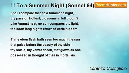 Lorenzo Costigliolo - ! ! To a Summer Night (Sonnet 94)