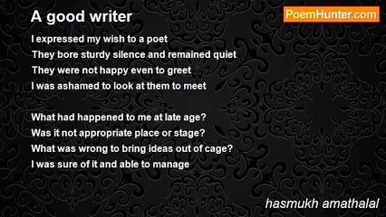 hasmukh amathalal - A good writer