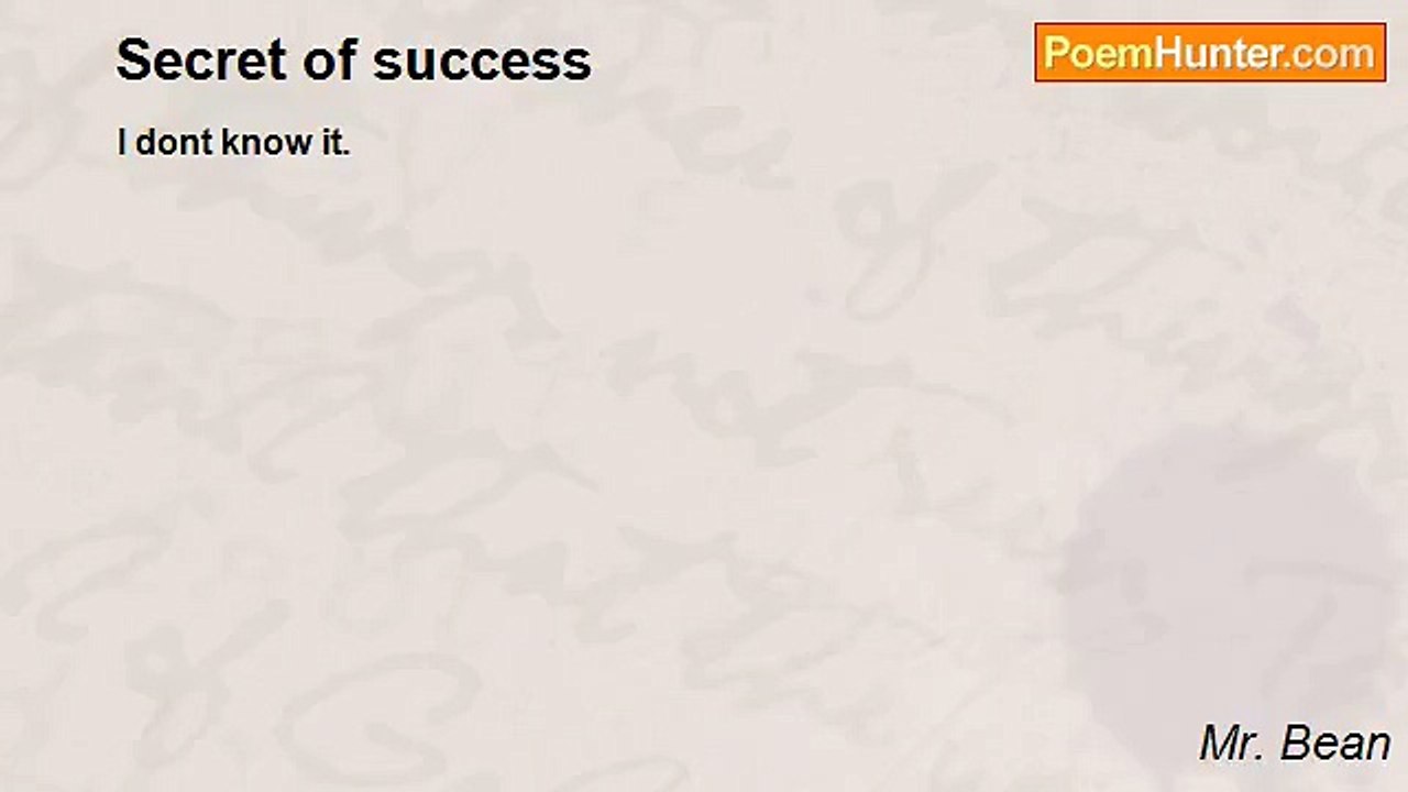 Mr. Bean - Secret of success
