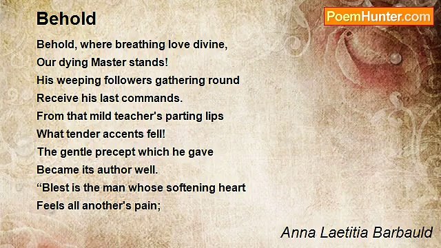 Anna Laetitia Barbauld - Behold