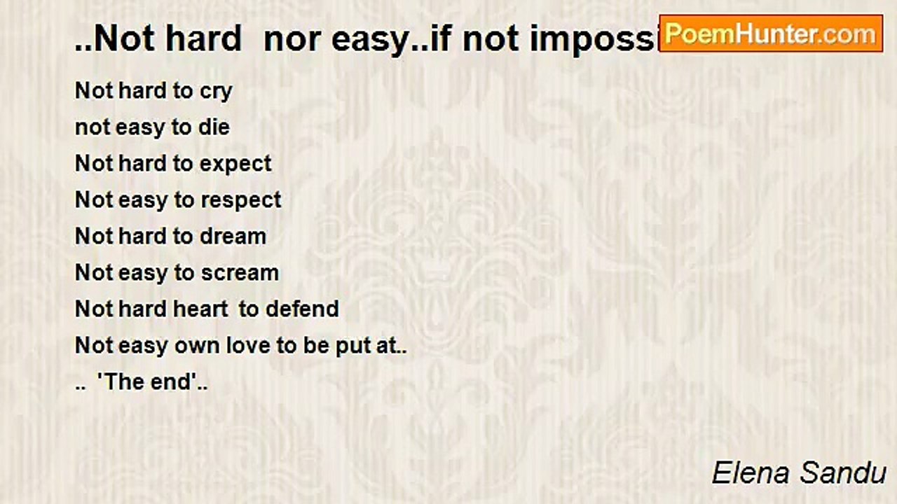 Elena Sandu - ..Not hard  nor easy..if not impossible