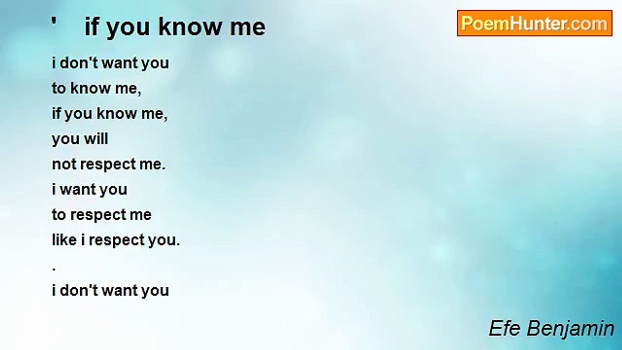 Efe Benjamin - '    if you know me