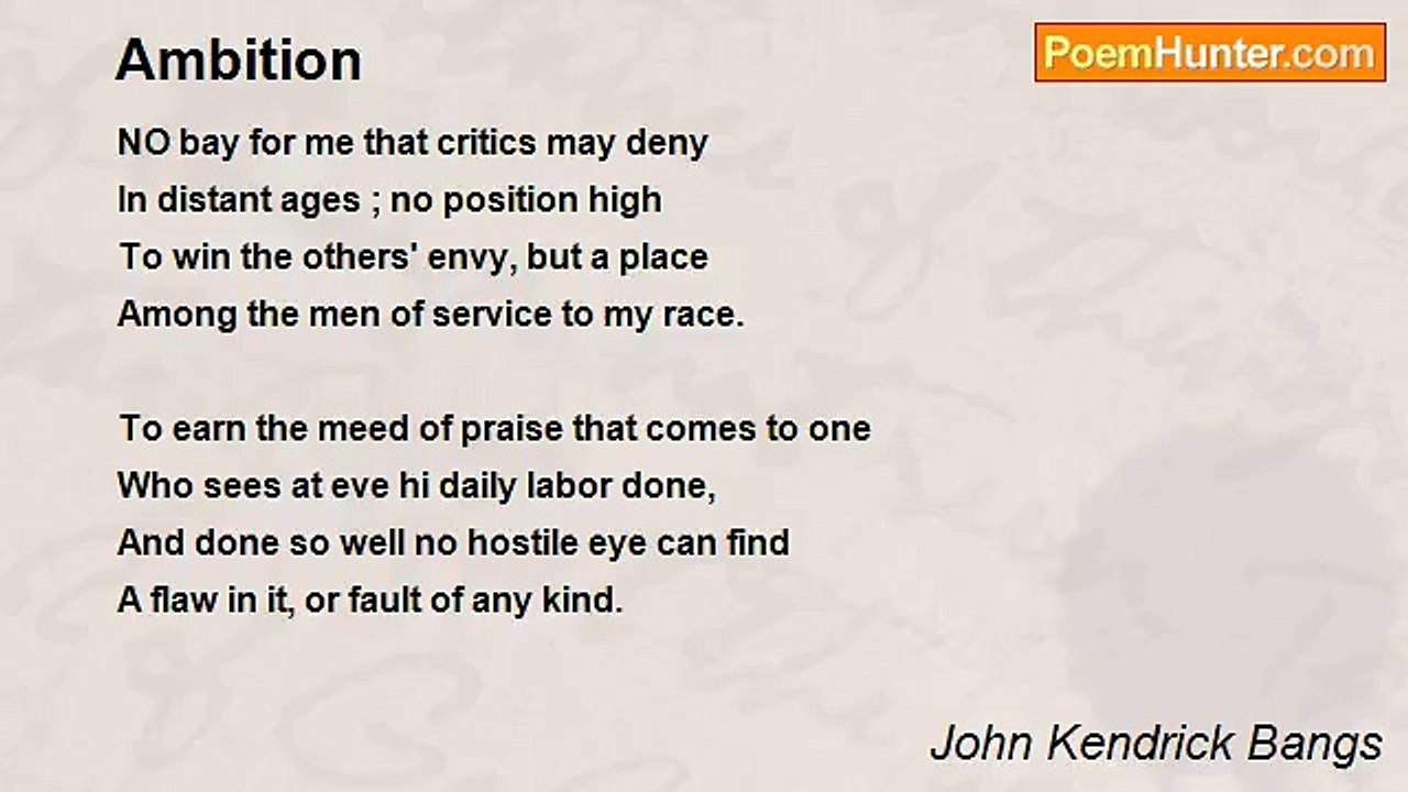 John Kendrick Bangs - Ambition