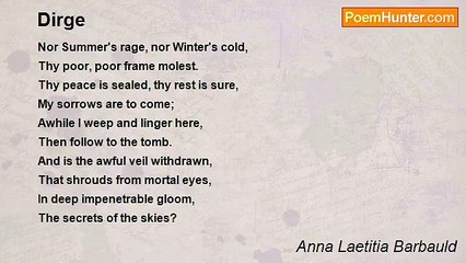 Anna Laetitia Barbauld - Dirge