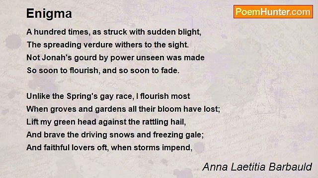 Anna Laetitia Barbauld - Enigma