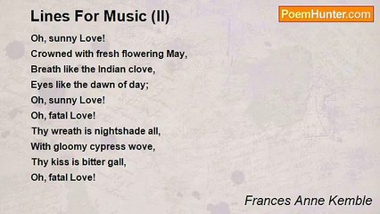 Frances Anne Kemble - Lines For Music (II)