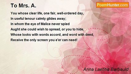 Anna Laetitia Barbauld - To Mrs. A.