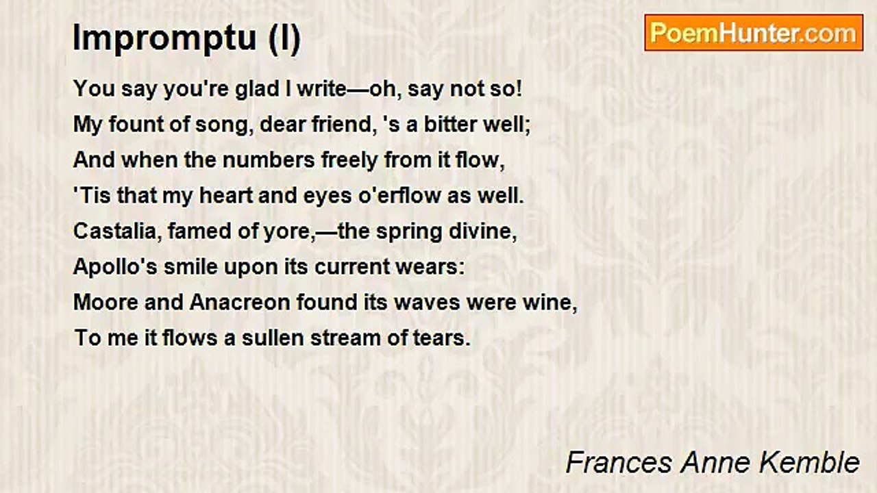 Frances Anne Kemble - Impromptu (I)