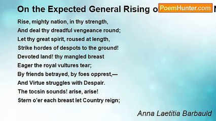 Anna Laetitia Barbauld - On the Expected General Rising of The French Nation, In 1792.