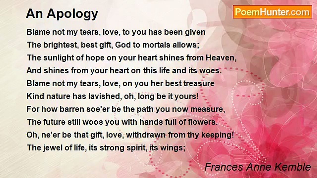 Frances Anne Kemble - An Apology