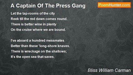 Bliss William Carman - A Captain Of The Press Gang