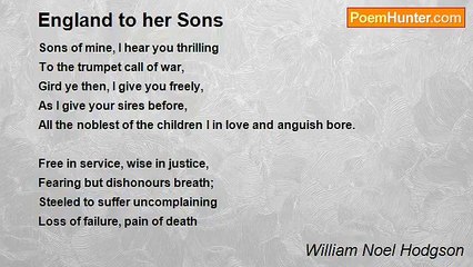 William Noel Hodgson - England to her Sons