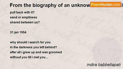 indira babbellapati - From the biography of an unknown woman: XLI