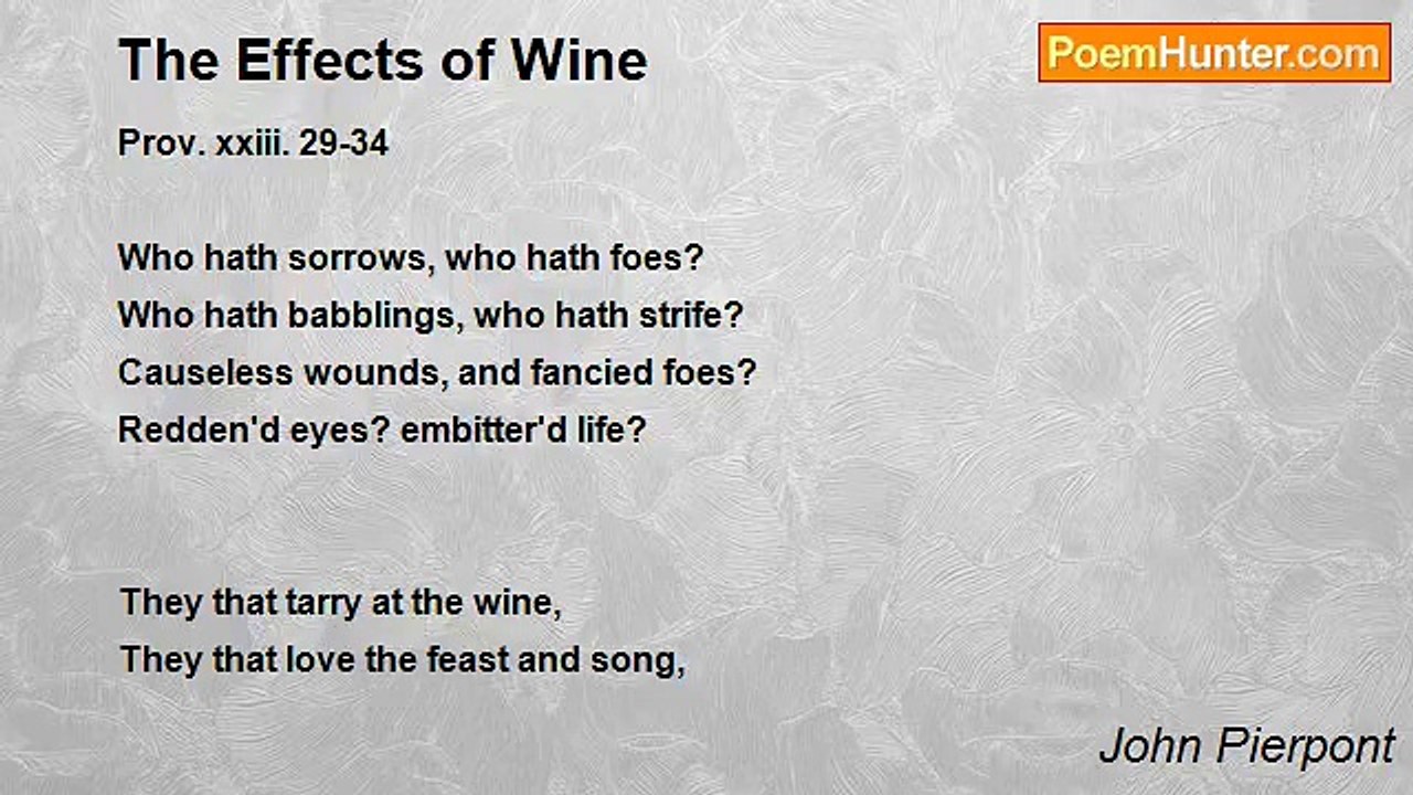 John Pierpont - The Effects of Wine