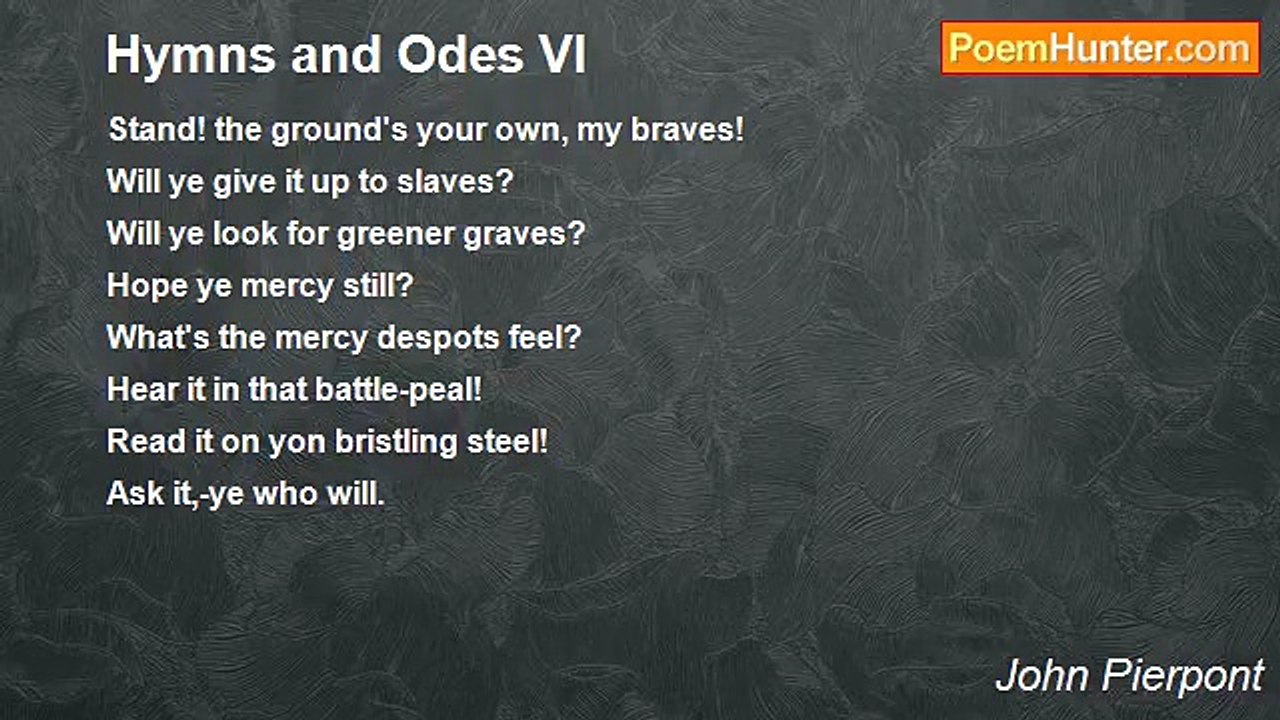 John Pierpont - Hymns and Odes VI