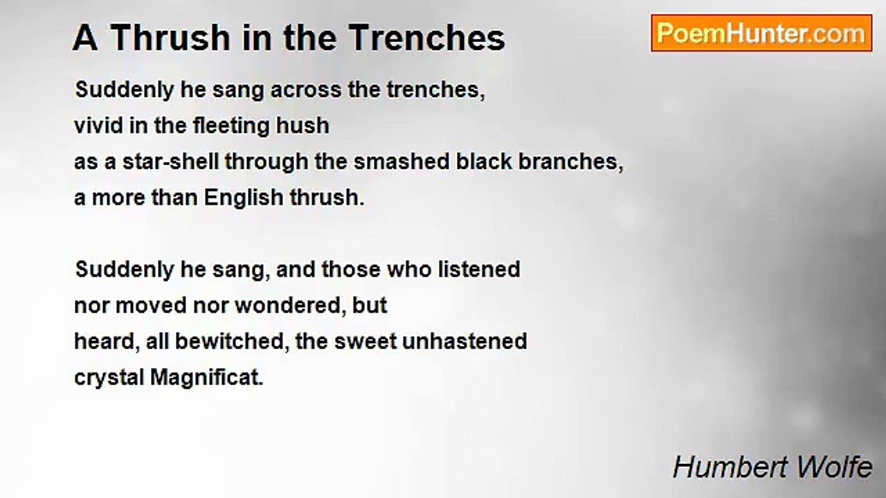 Humbert Wolfe - A Thrush in the Trenches