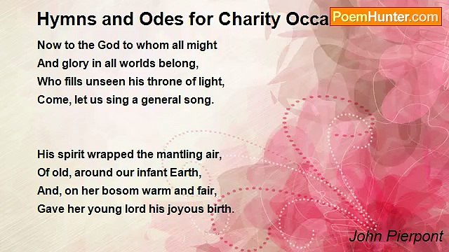 John Pierpont - Hymns and Odes for Charity Occasions X