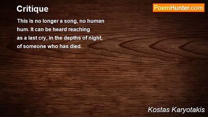 Kostas Karyotakis - Critique
