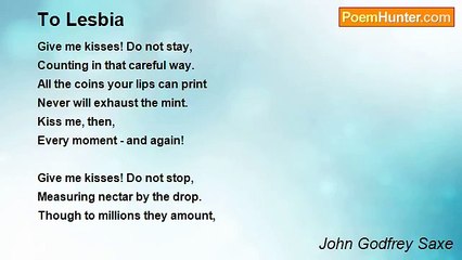 John Godfrey Saxe - To Lesbia