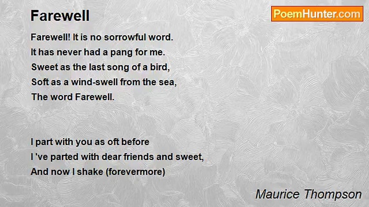 Maurice Thompson - Farewell