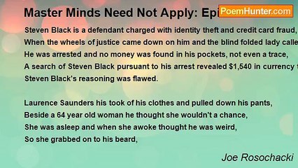 Joe Rosochacki - Master Minds Need Not Apply: Episode X