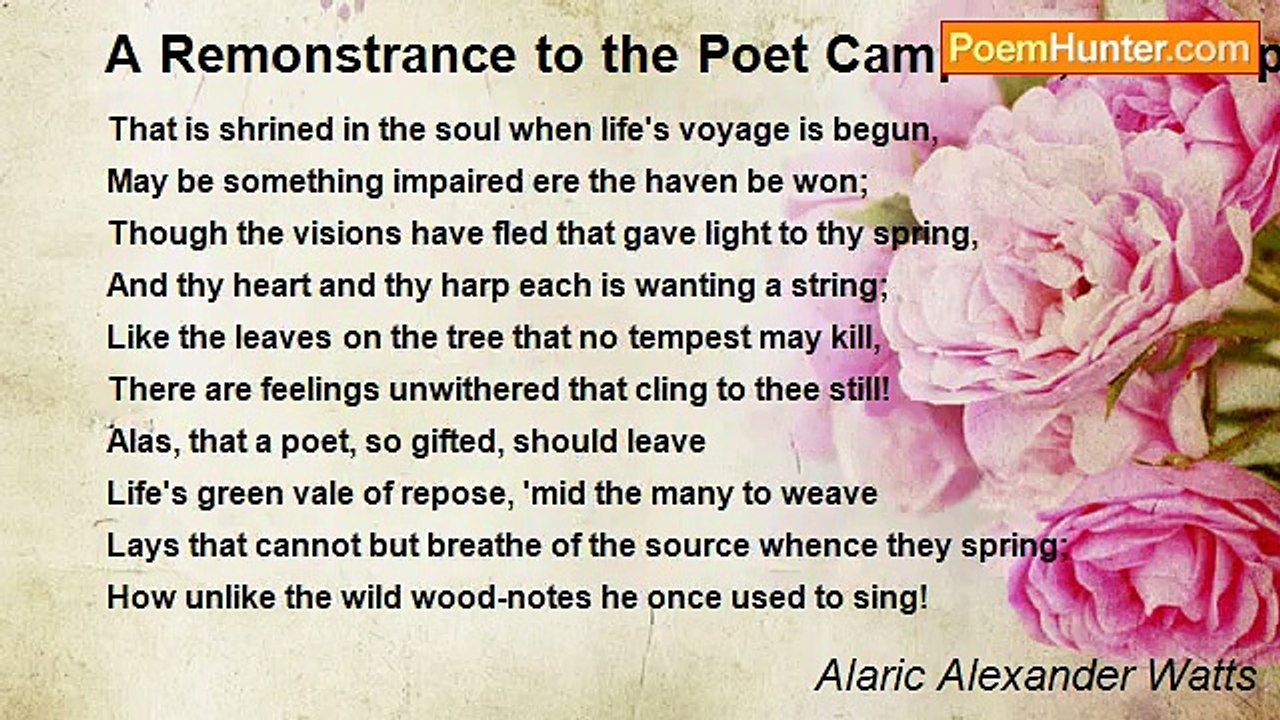 Alaric Alexander Watts - A Remonstrance to the Poet Campbell, on Proposing to Take up His Permanent Residence in London