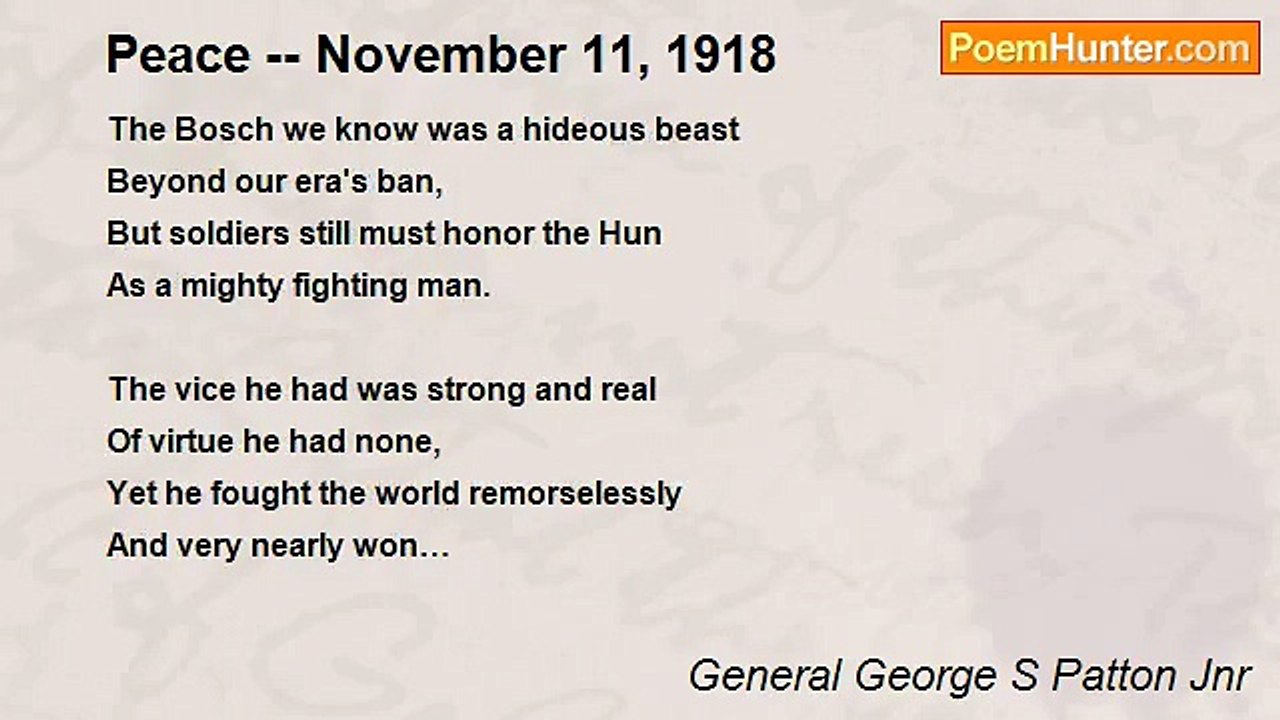 General George S Patton Jnr - Peace -- November 11, 1918
