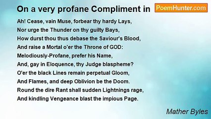 Mather Byles - On a very profane Compliment in