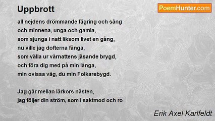 Erik Axel Karlfeldt - Uppbrott