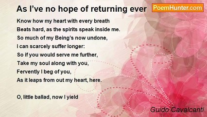 Guido Cavalcanti - As I’ve no hope of returning ever