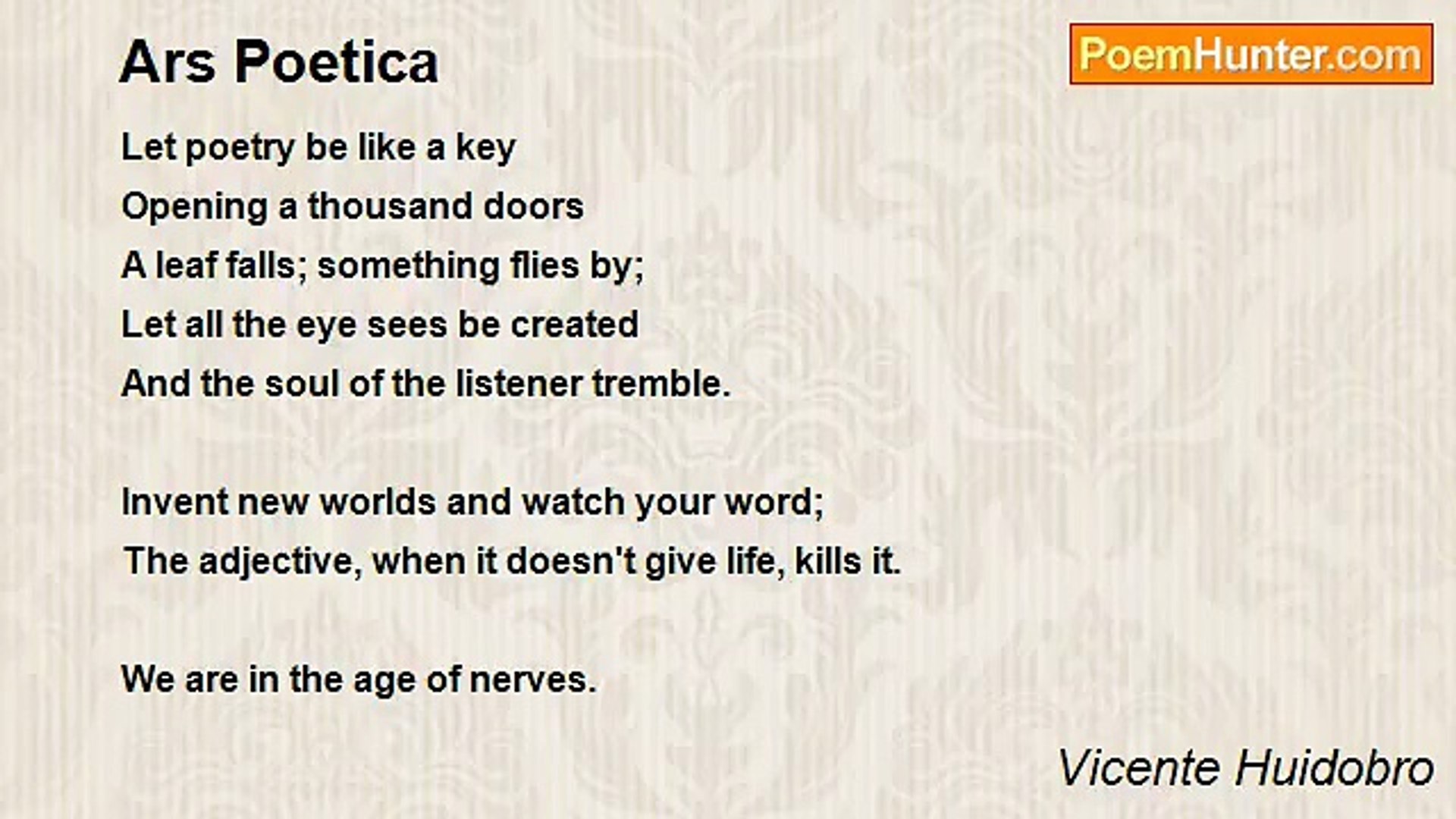 ⁣Vicente Huidobro - Ars Poetica